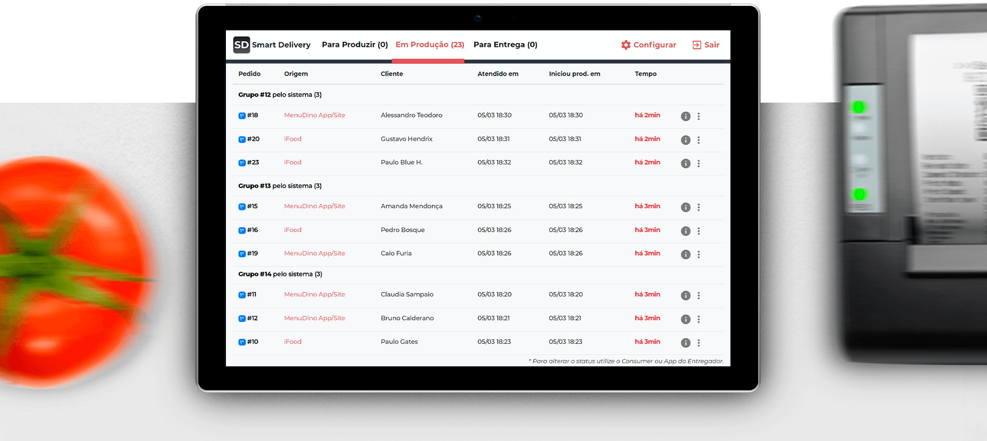 Tablet de Pedidos de Smart Delivery para monitorear en tiempo real el desplazamiento de los grupos de pedidos 